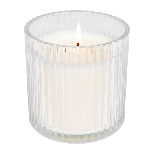 Cashmere and Vanilla 11 oz Soy Candle, Ribbed Jar
