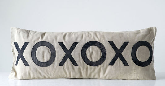 Cotton Canvas Pillow w/ Applique "XOXOXO"
