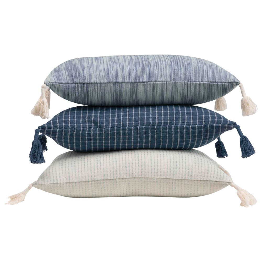 Woven Cotton Lumbar Pillow w/ Tassels, 3 Styles