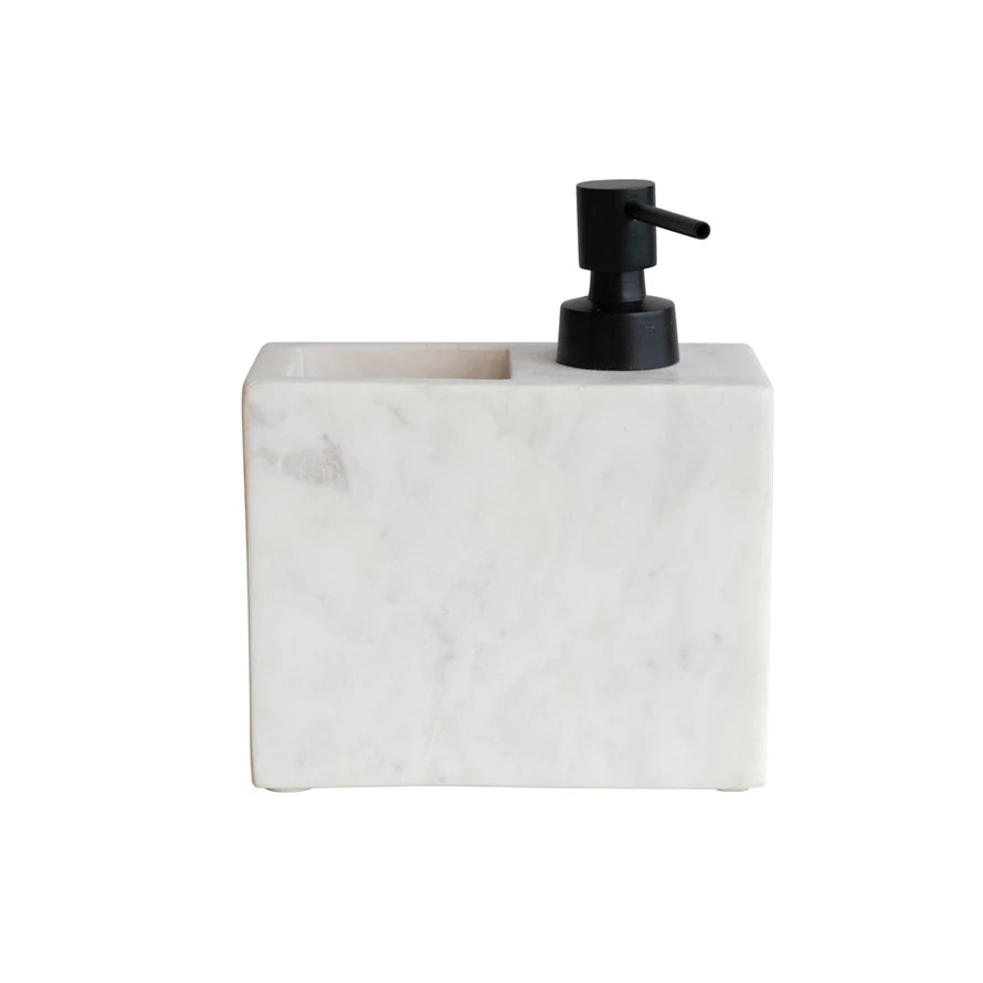 Marble Soap Dispenser w/ Pump & Compartment