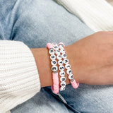 HuffyStrong Fundraiser Pink Breast Cancer Heishi Beaded Stretch Bracelets