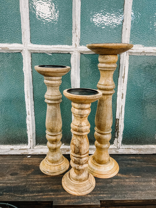 Izzy Wooden Candle Stick | 3 sizes