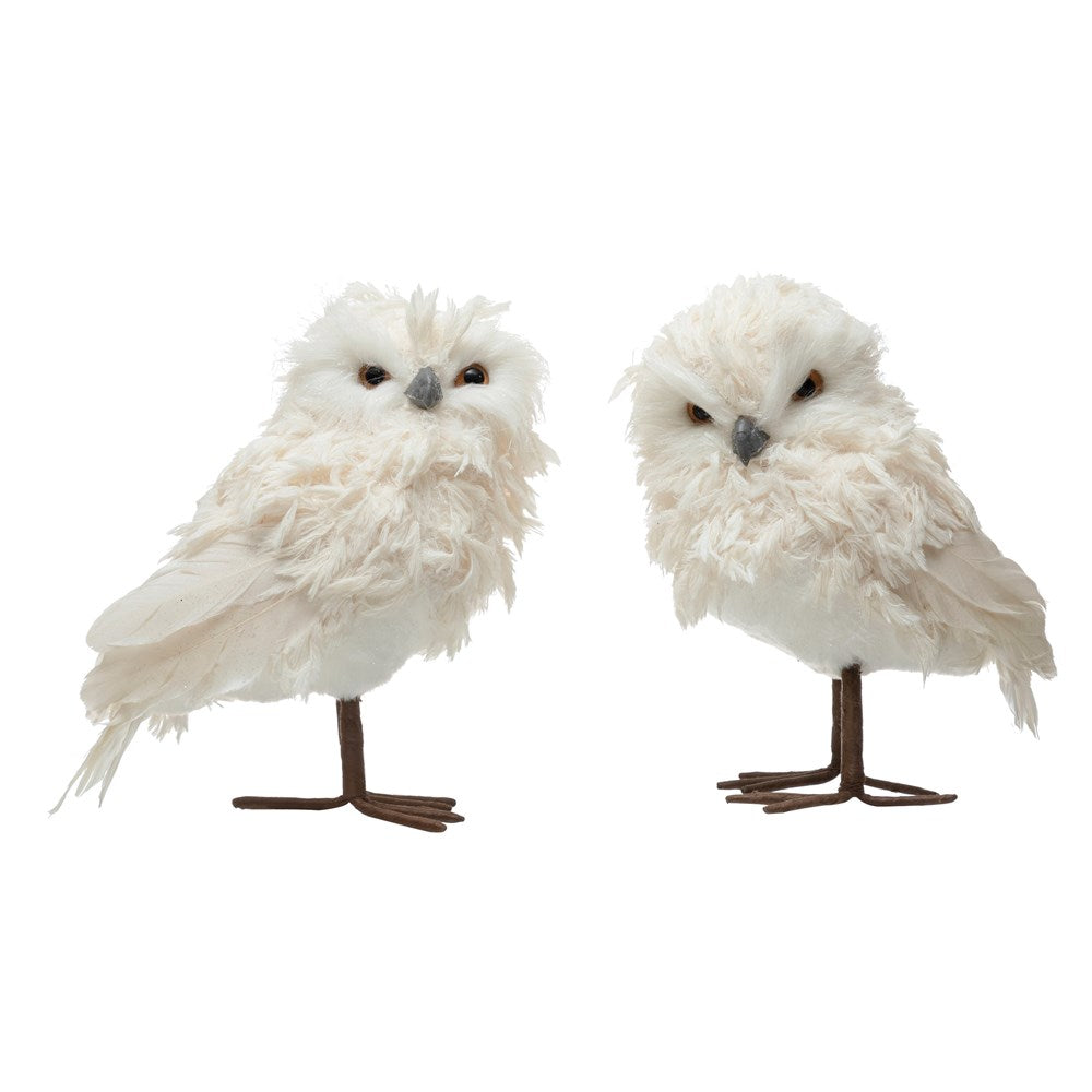 Fabric & Feather Owl, Cream Color
