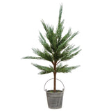 Faux Pine Tree in Cement Pot