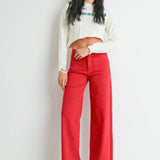 Isabella Wide Leg Jeans | Red