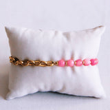 Coarse chain bracelet with gemstones - fuchsia