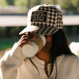 I'd Quit Coffee But I'm Not A Quitter Gingham Patch Hat