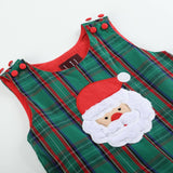 Christmas Green Gingham Santa Overalls