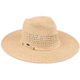 C.C Faux Leather String Straw Panama Hat