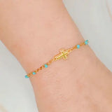 Dainty Color Dots Chain Cross Bracelet