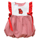 Georgia Embroidered Red Gingham Girls Bubble