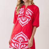Contrast Appliqué Shift Mini Dress