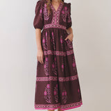 Floral Border Print Midi Dress