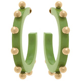 Kelley Studded Metal and Resin Hoop Earrings: Fuchsia