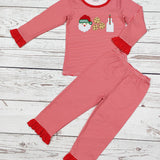 Santa's Milk & Cookies Appliqué Girls Pajamas