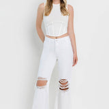 90'S Vintage Crop Flare Jeans | Optic White
