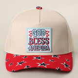 GOD BLESS AMERICA Embroidered Patch Star Print Trucker Hat