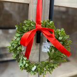 Boxwood Wreath with Red Ribbon