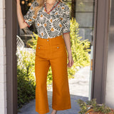 Ruffled floral V Neck and Trim Detail Printed Top