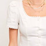 Puff Sleeve Button Front Dress