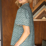 Lana Ruffled High Neck Abstract Printed Blouse