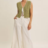 Seasonless Endlessly versatile Crochet Scallop Edge Sweater: Matcha