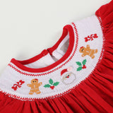 Red Velour Christmas Smocked Bishop Dress