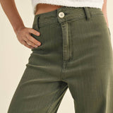 Straight Wide Leg Denim Pants