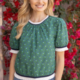Riley Stripe Band Detailed Bow Printed Blouse