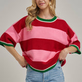 Christi Wide Stripe Loose Fit Sweater Top