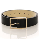Faux Leather Rectangle Cutout Buckle Fashion Belt: Black