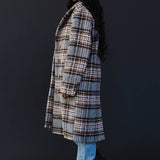 Gray, Brown & Black Plaid Coat