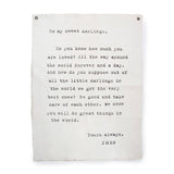 To My Sweet Darlings Hand Painted Wall Hanging Tapestry