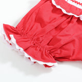 Red Santa Smocked Ruffle Romper