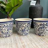Blue Floral Print Assorted Pots