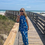 Sleeveless Ocean Vibes Detail Maxi Dress