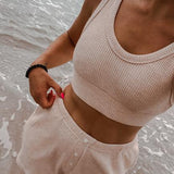 Waffle Lounge Bra and Shorts Set