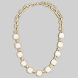 Cushion Stone Station Rope Link Necklace