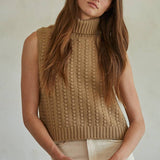 Knit Sweater Cable Ribbed Pullover Vest