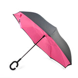 Solid Color Double Layer Inverted Umbrella: Brown