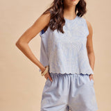 Embroidered Tank + Shorts Set | Blue Aura