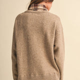 Long Sleeve Plaid Button Down Inner Layer Sweater