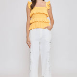 Red Ruffled Knit Sleeveless Top