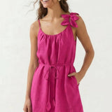 Flower Petal Linen Mini Dress: Multiple Colors