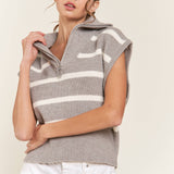 Gray Striped Sweater Vest