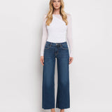 Dark Wash Mid Rise Wide Leg Jeans