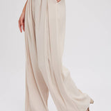 Pintuck Wide Leg Pants | Beige
