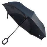 Solid Color Double Layer Inverted Umbrella: Brown