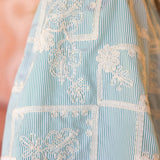 Striped Cotton Floral Embroidered Tiered Woven Dress