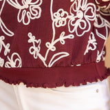 Faye Floral Embroidered Short Bubble Sleeve Blouse